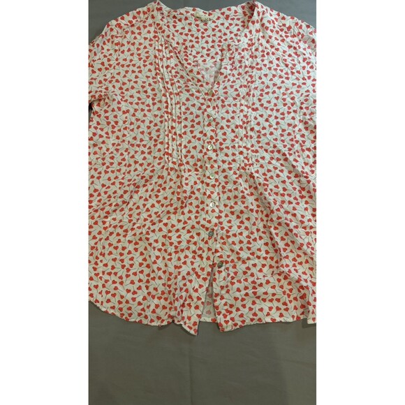 Jane & Delancey Women Tunic Blouse Button Pink Heart Valentine Long Sleeve Large - Picture 2 of 7